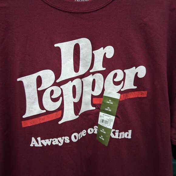 Dr Pepper T-Shirt Mens XL Graphic Logo Maroon Always One Of A Kind NWT - Picture 2 of 5